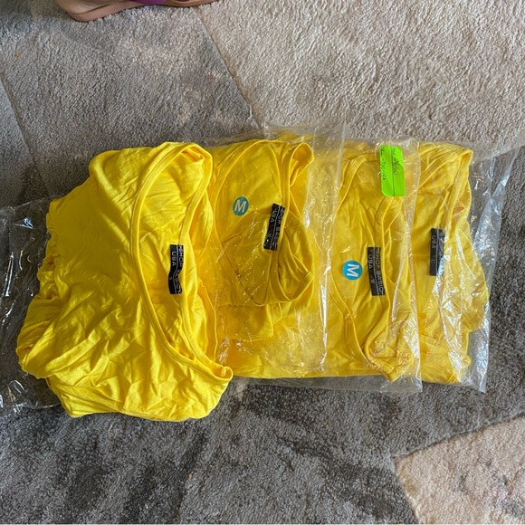 BasicUSA Scoop Neck Pockets High Low Tunic Dress Sunny Yellow Medium - Picture 7 of 13